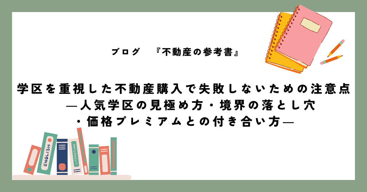 学区を重視した不動産購入で失敗しないための注意点 ―人気学区の見極め方・境界の落とし穴・価格プレミアムとの付き合い方―